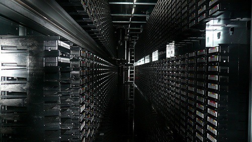 modern archiving system with organized racks for efficient data storage and retrieval.