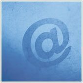 stylish gray @ symbol on textured blue background, merging digital aesthetics with tranquility.