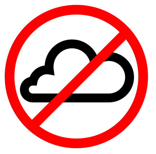 cloud storage alone fails to meet disaster recovery needs, as illustrated by the warning symbol.