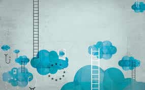 dreamy sky with ladders and clouds symbolizing aspiration and the pursuit of dreams.