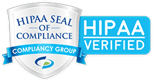 hipaa compliance verified seal of trust with shield shape, emphasizing data protection standards.