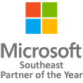 microsoft southeast partner of the year award, featuring the colorful microsoft logo.